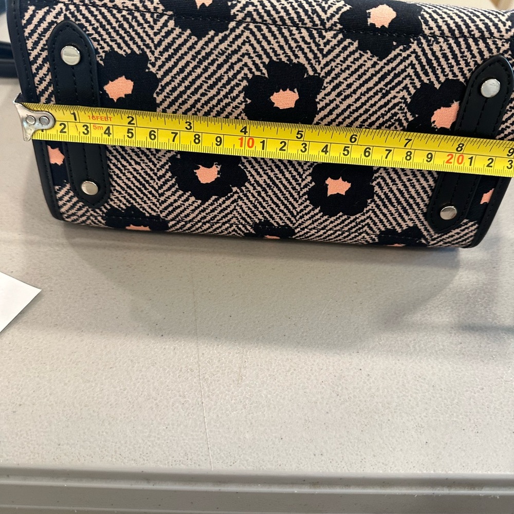 Kate Spade EUC Ella herringbone floral purse pink and black - Picture 4 of 6